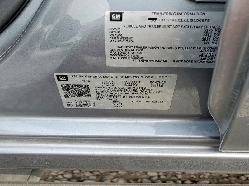 49624096 :رقم المزاد ، 3GTP9EEL0LG156978 vin ، 2020 Gmc Sierra مزاد بيع