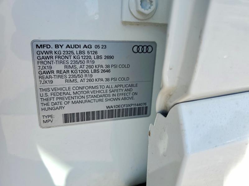 Продаж на аукціоні авто 2023 Audi Q3, vin: WA1DECF3XP1144076, номер лоту: 47977386