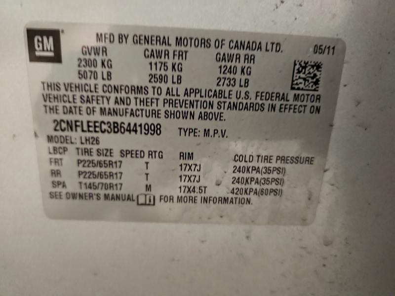 Продаж на аукціоні авто 2011 Chevrolet Equinox, vin: 2CNFLEEC3B6441998, номер лоту: 47951486