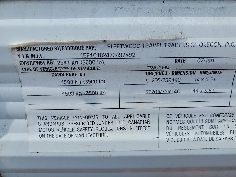 2007 Mallard Recreational Vehicle (rv) მანქანა იყიდება აუქციონზე, vin: 1EF1C182472497492, აუქციონის ნომერი: 47891866