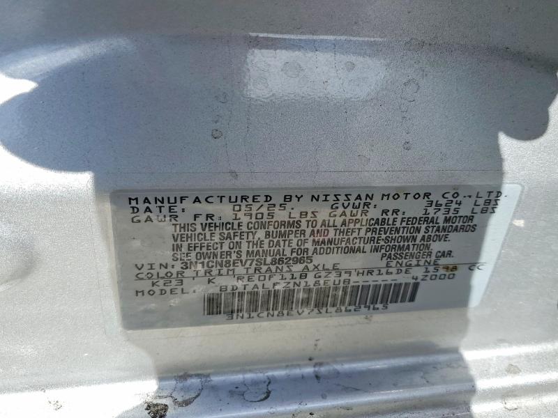 49620696 :رقم المزاد ، 3N1CN8EV7SL862965 vin ، 2025 Nissan Versa مزاد بيع