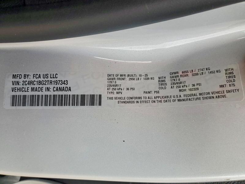Продажа на аукционе авто 2026 Chrysler Pacifica, vin: 2C4RC1BG2TR197343, номер лота: 48937876