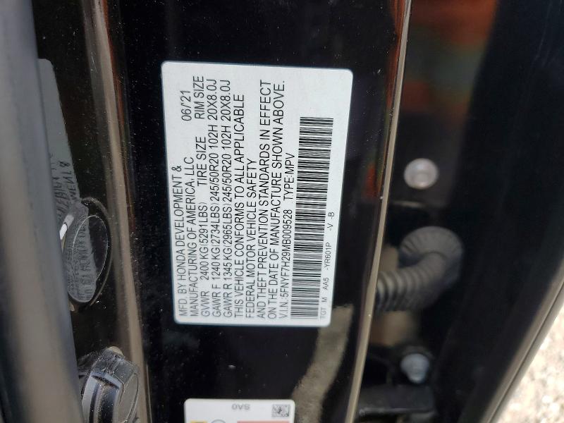 49948026 :رقم المزاد ، 5FNYF7H29MB009528 vin ، 2021 Honda Passport مزاد بيع