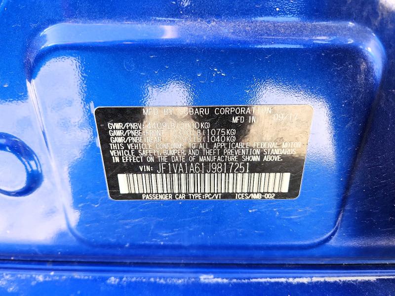 Продажа на аукционе авто 2018 Subaru Wrx, vin: JF1VA1A61J9817251, номер лота: 51347586