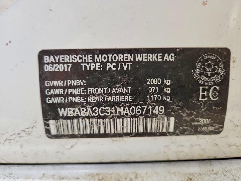 Aukcja sprzedaży 2017 Bmw 320, vin: WBA8A3C31HA067149, numer aukcji: 49313226