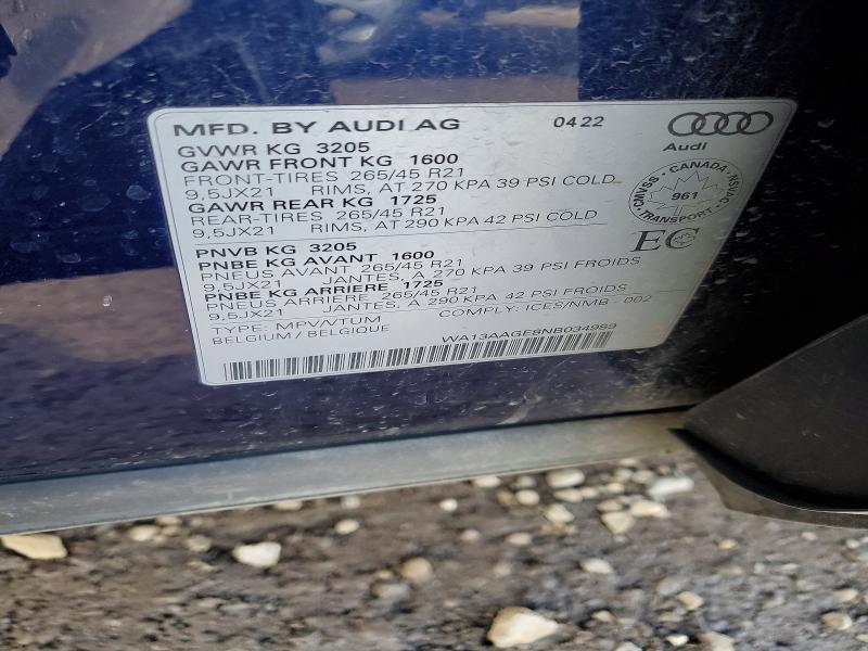 Aukcja sprzedaży 2022 Audi E-tron, vin: WA13AAGE8NB034999, numer aukcji: 48250846