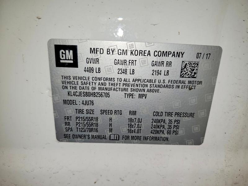 Aukcja sprzedaży 2017 Buick Encore, vin: KL4CJESB0HB256705, numer aukcji: 50723446