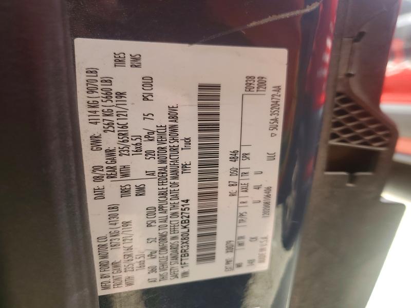 50362576 :رقم المزاد ، 1FTBR3X80LKB27514 vin ، 2020 Ford Transit مزاد بيع
