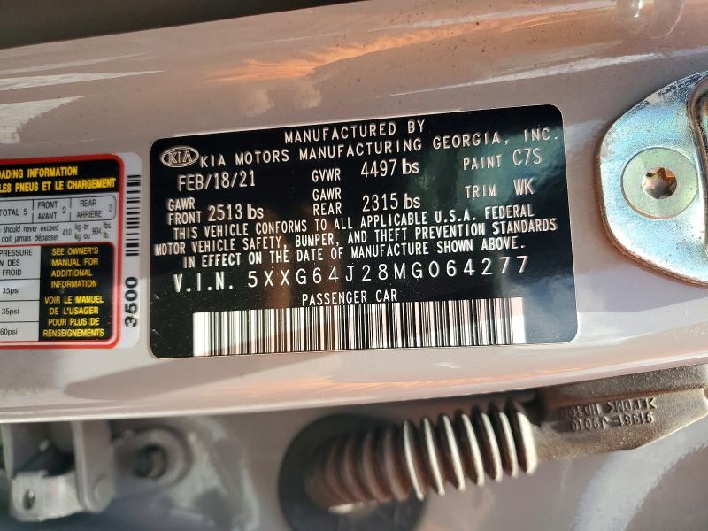 Aukcja sprzedaży 2021 Kia K5, vin: 5XXG64J28MG064277, numer aukcji: 52124656