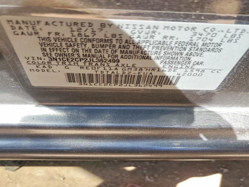 Aukcja sprzedaży 2018 Nissan Versa Note, vin: 3N1CE2CP2JL362499, numer aukcji: 49313816