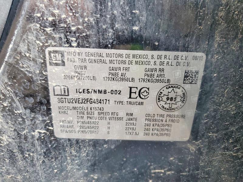 Aukcja sprzedaży 2015 Gmc Sierra, vin: 3GTU2VEJ2FG484171, numer aukcji: 49876646