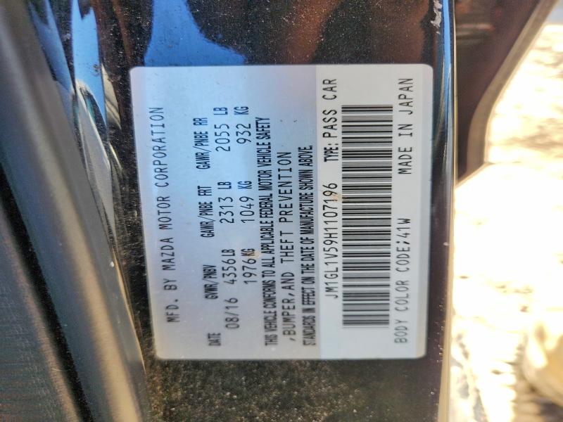50399396 :رقم المزاد ، JM1GL1V59H1107196 vin ، 2017 Mazda 6 مزاد بيع