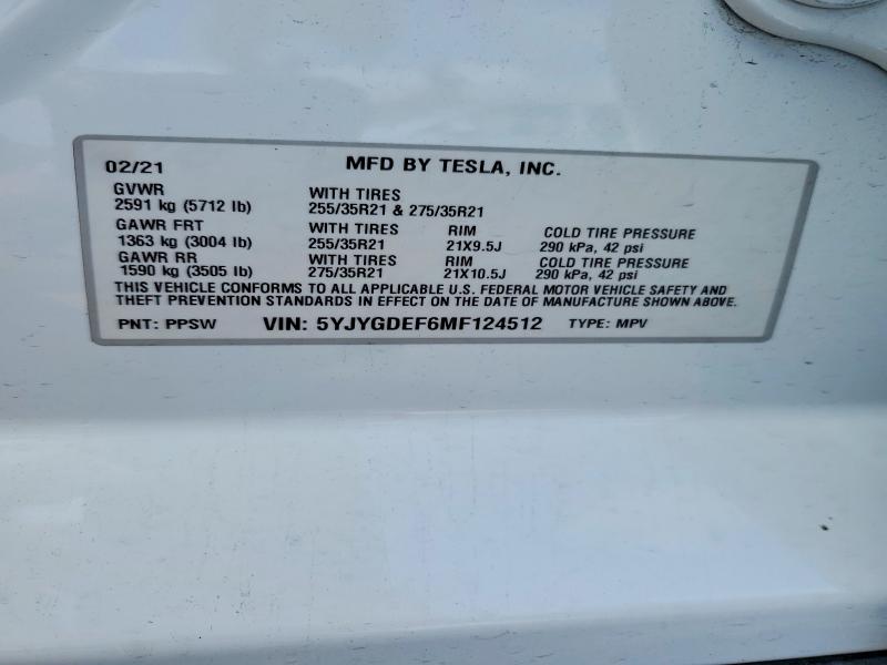 Aukcja sprzedaży 2021 Tesla Model Y, vin: 5YJYGDEF6MF124512, numer aukcji: 49932936