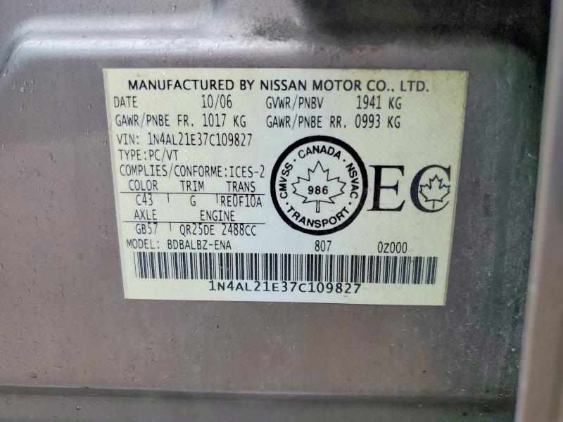 Aukcja sprzedaży 2007 Nissan Altima, vin: 1N4AL21E37C109827, numer aukcji: 51540246
