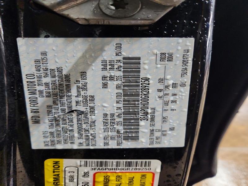 51351296 :رقم المزاد ، 3FA6P0HD0GR289250 vin ، 2016 Ford Fusion مزاد بيع