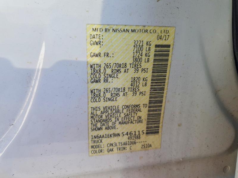 49076726 :رقم المزاد ، 1N6AA1EK9HN546115 vin ، 2017 Nissan Titan مزاد بيع