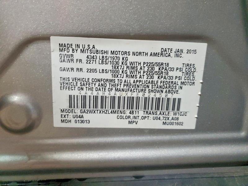 Aukcja sprzedaży 2015 Mitsubishi Outlander Sport, vin: 4A4AR4AUXFE024507, numer aukcji: 51766456