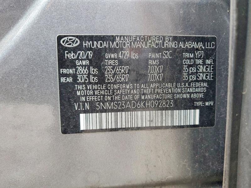 Продажа на аукционе авто 2019 Hyundai Santa Fe, vin: 5NMS23AD6KH092823, номер лота: 51798986