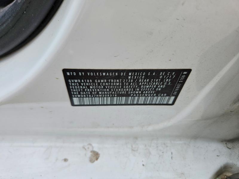 50177866 :رقم المزاد ، 3VWDB7AJ7HM308316 vin ، 2017 Volkswagen Jetta مزاد بيع