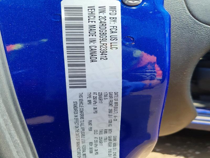 Aukcja sprzedaży 2020 Dodge Grand Caravan, vin: 2C4RDGBG9LR239412, numer aukcji: 50110666