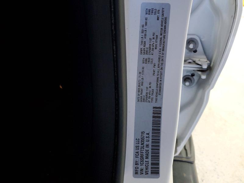 2020 Ram 1500 მანქანა იყიდება აუქციონზე, vin: 1C6SRFFT3LN355715, აუქციონის ნომერი: 50928836