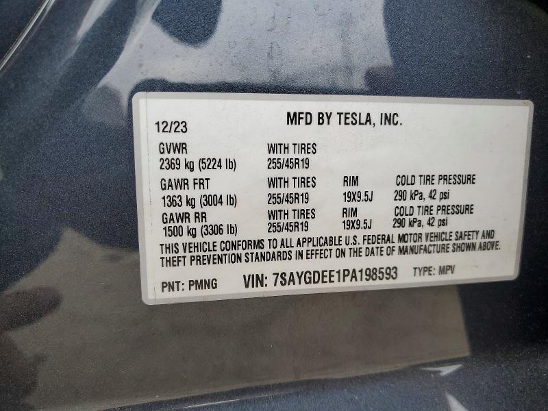 Продаж на аукціоні авто 2023 Tesla Model Y, vin: 7SAYGDEE1PA198593, номер лоту: 48937886
