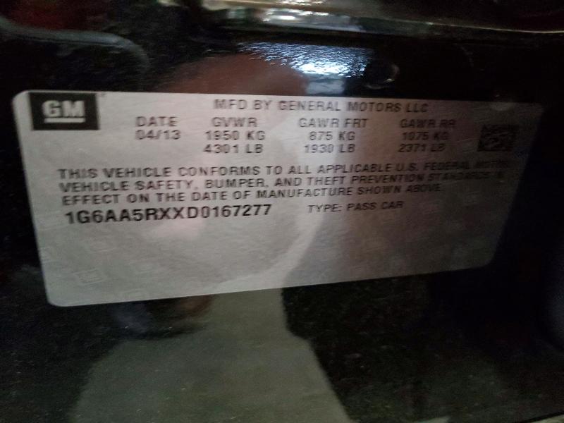 49016156 :رقم المزاد ، 1G6AA5RXXD0167277 vin ، 2013 Cadillac Ats مزاد بيع