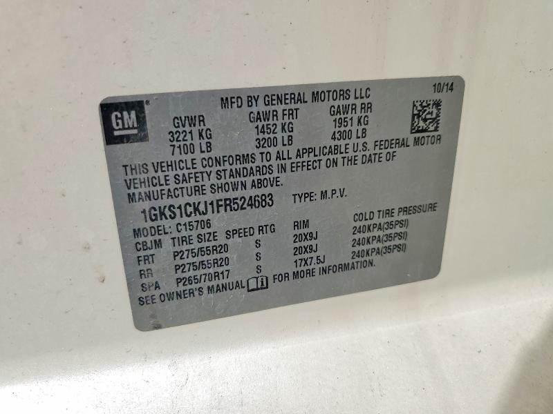 Auction sale of the 2015 Gmc Yukon, vin: 1GKS1CKJ1FR524683, lot number: 48990566