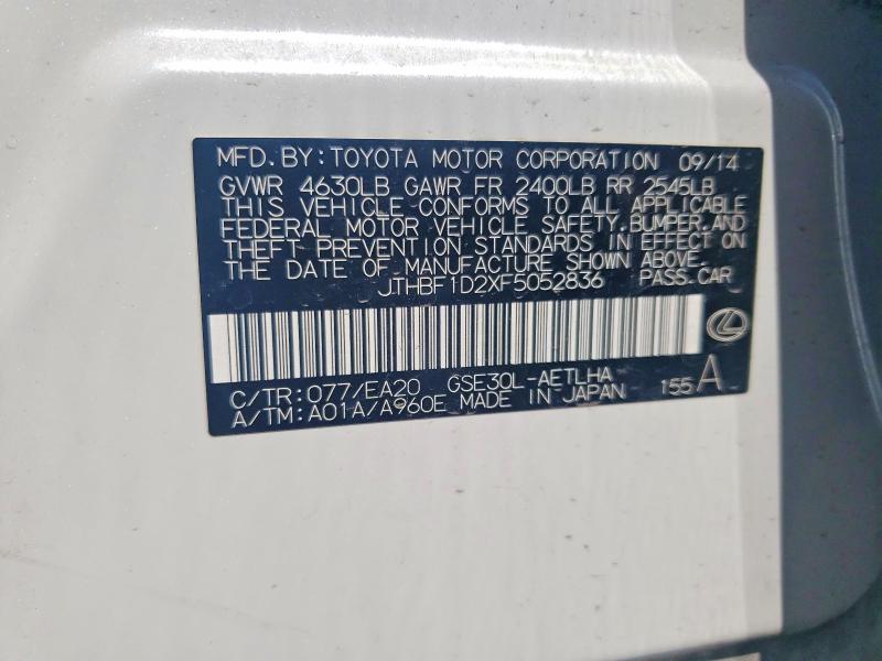 Aukcja sprzedaży 2015 Lexus Is, vin: JTHBF1D2XF5052836, numer aukcji: 50051086