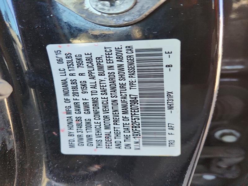 Aukcja sprzedaży 2015 Honda Civic, vin: 19XFB2F57FE079847, numer aukcji: 51613686