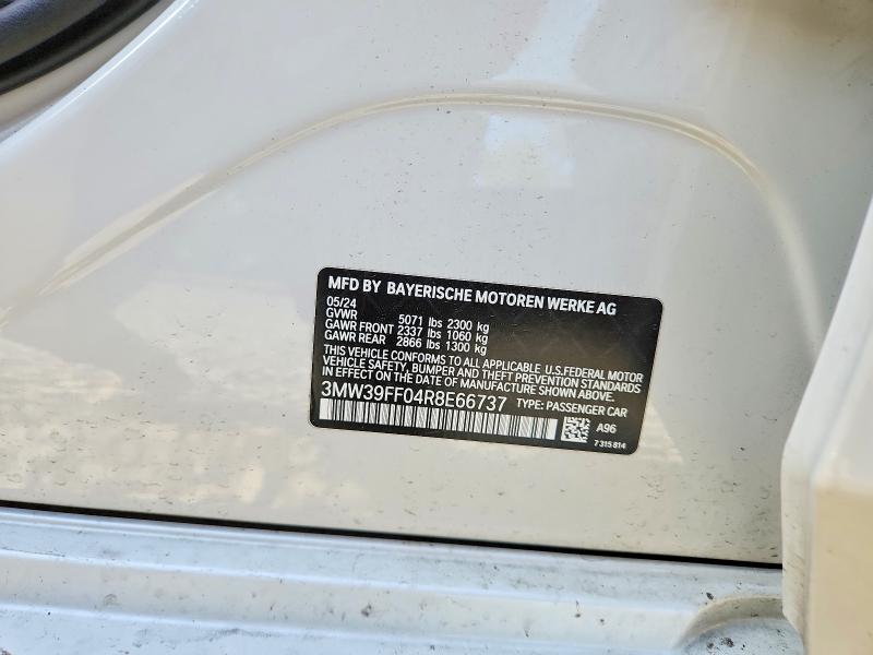 Продаж на аукціоні авто 2024 Bmw 330e, vin: 3MW39FF04R8E66737, номер лоту: 48922696