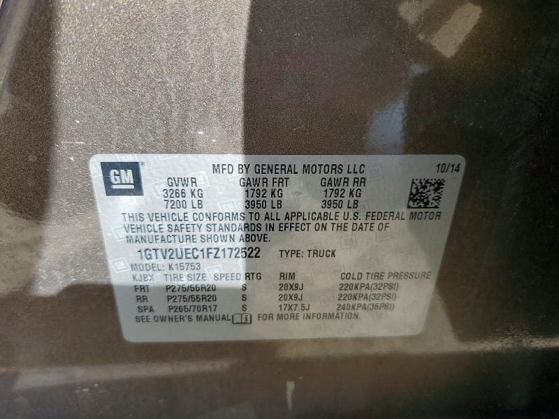 Продаж на аукціоні авто 2015 Gmc Sierra, vin: 1GTV2UEC1FZ172522, номер лоту: 49511856