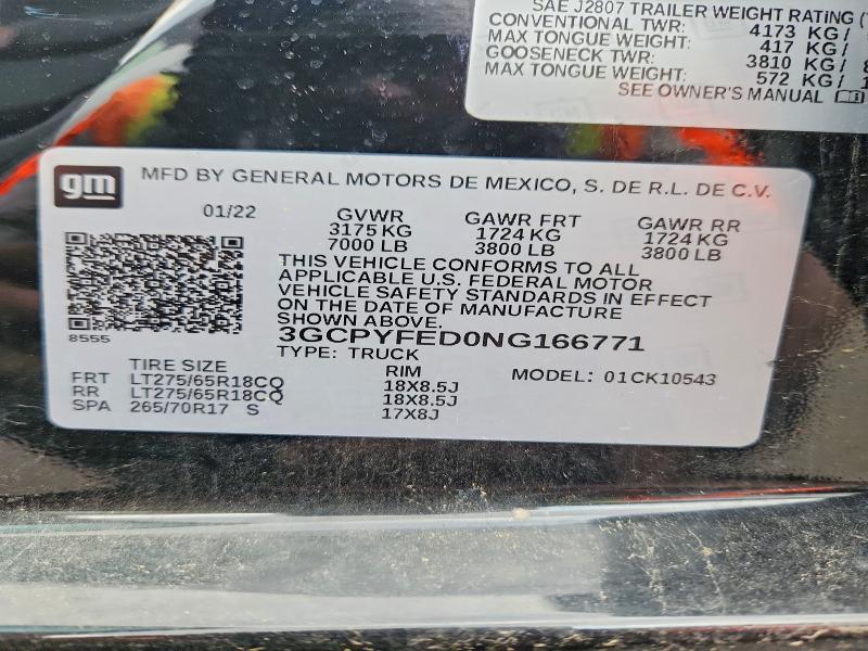 Продаж на аукціоні авто 2022 Chev Silverado K1500 Ltz, vin: 3GCPYFED0NG166771, номер лоту: 50286826