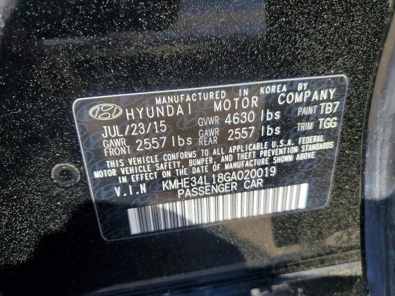 Aukcja sprzedaży 2016 Hyundai Sonata Hybrid, vin: KMHE34L18GA020019, numer aukcji: 49727066
