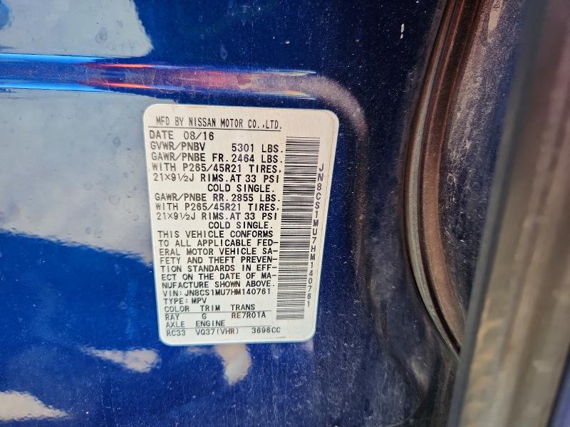Продажа на аукционе авто 2017 Infiniti Qx70, vin: JN8CS1MU7HM140761, номер лота: 50358896