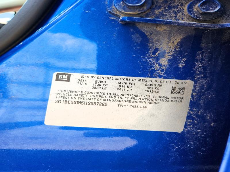 Aukcja sprzedaży 2017 Chevrolet Cruze, vin: 3G1BE5SM5HS567292, numer aukcji: 51834996
