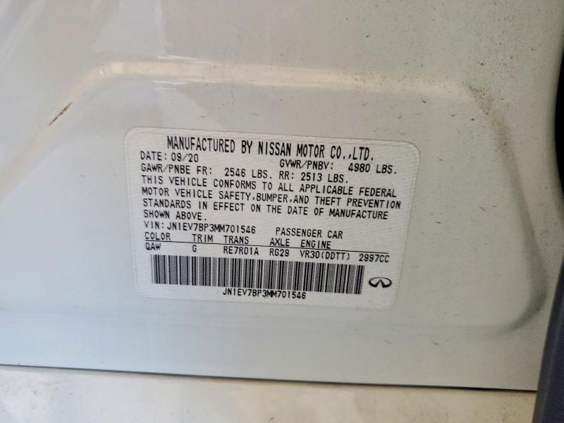 Aukcja sprzedaży 2021 Infiniti Q50, vin: JN1EV7BP3MM701546, numer aukcji: 50440066