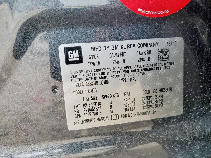 Auction sale of the 2017 Buick Encore, vin: KL4CJBSBXHB106180, lot number: 50305066