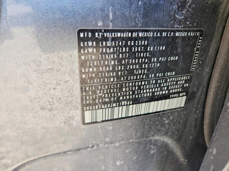 49151326 :رقم المزاد ، 3VV3B7AX6JM210064 vin ، 2018 Volkswagen Tiguan مزاد بيع