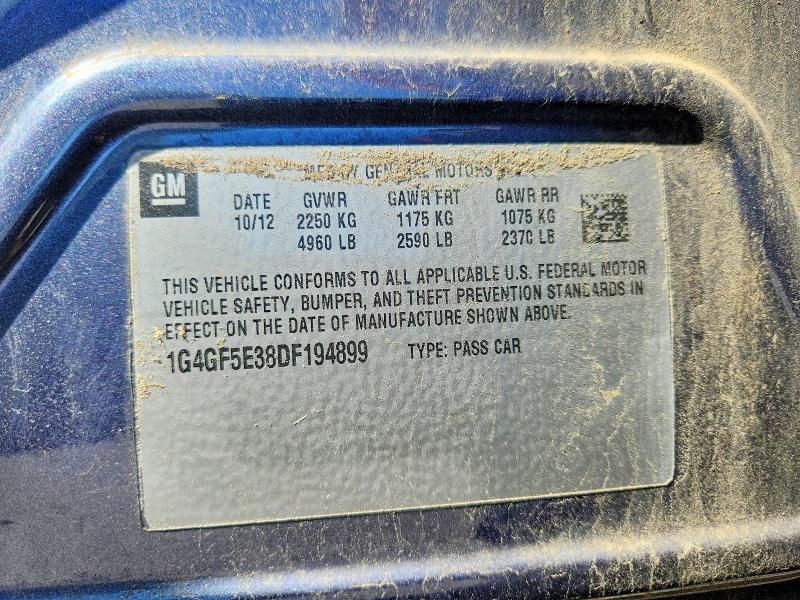 2013 Buick Lacrosse მანქანა იყიდება აუქციონზე, vin: 1G4GF5E38DF194899, აუქციონის ნომერი: 49593676