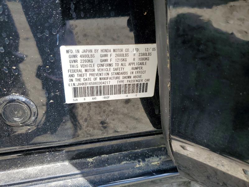 48080086 :رقم المزاد ، JH4KB16586C004217 vin ، 2006 Acura Rl مزاد بيع
