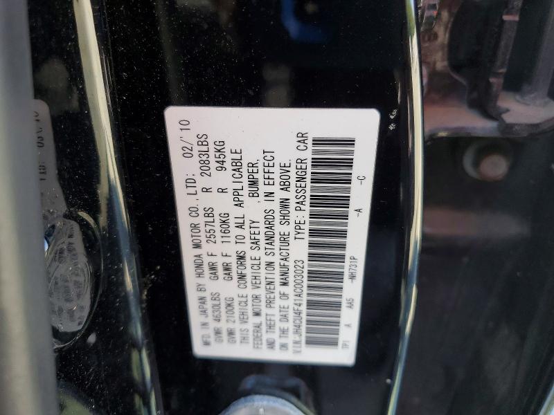 50905756 :رقم المزاد ، JH4CU4F41AC003023 vin ، 2010 Acura Tsx مزاد بيع