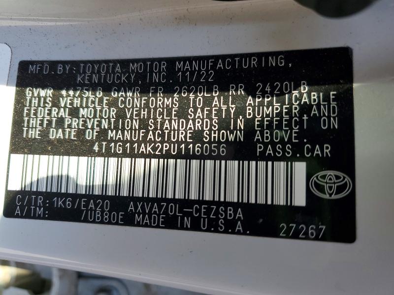 Продаж на аукціоні авто 2023 Toyota Camry, vin: 4T1G11AK2PU116056, номер лоту: 48718406