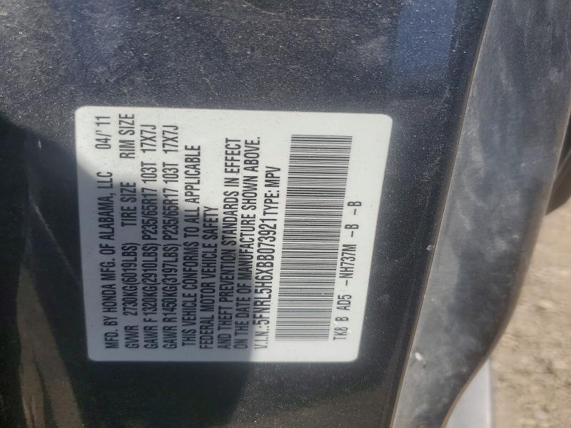 50294746 :رقم المزاد ، 5FNRL5H6XBB073921 vin ، 2011 Honda Odyssey مزاد بيع