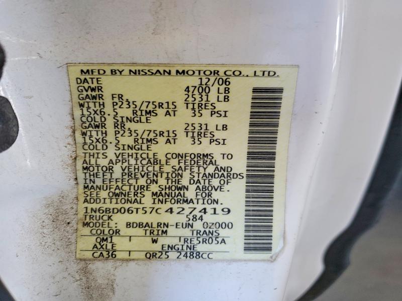 51168136 :رقم المزاد ، 1N6BD06T57C427419 vin ، 2007 Nissan Frontier مزاد بيع