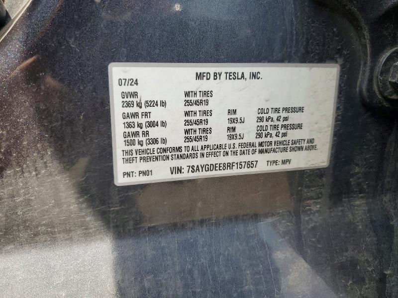 2024 Tesla Model Y მანქანა იყიდება აუქციონზე, vin: 7SAYGDEE8RF157657, აუქციონის ნომერი: 48199436