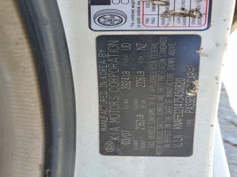 Продажа на аукционе авто 2007 Kia Spectra, vin: KNAFE121475450820, номер лота: 51004486