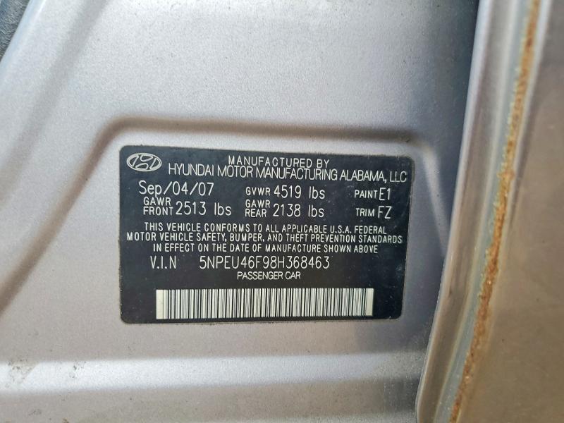 51701126 :رقم المزاد ، 5NPEU46F98H368463 vin ، 2008 Hyundai Sonata مزاد بيع