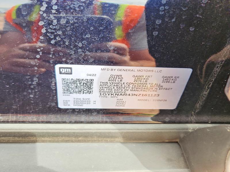 2022 Cadillac Xt5 მანქანა იყიდება აუქციონზე, vin: 1GYKNAR43NZ161123, აუქციონის ნომერი: 50127056