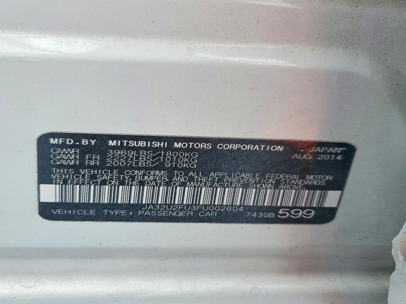 Продаж на аукціоні авто 2015 Mitsubishi Lancer, vin: JA32U2FU3FU002604, номер лоту: 50681876